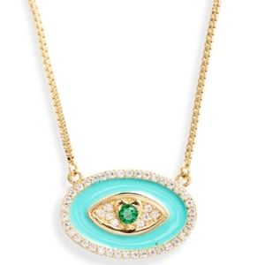 Turquoise- Gold  Protective Pendant Necklace